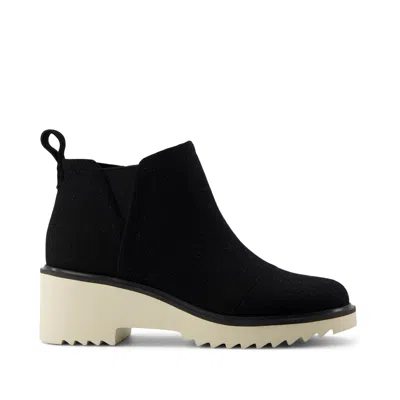 Toms Shoes Maude Black Shimmer Twill Wedge Boot