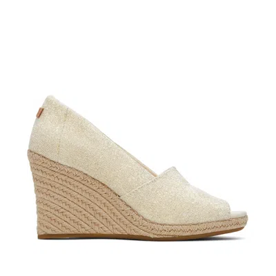 Toms Shoes Michelle Black Metallic Linen Wedge Heel