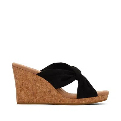 Toms Shoes Serena Black Cork Wedge Sandal