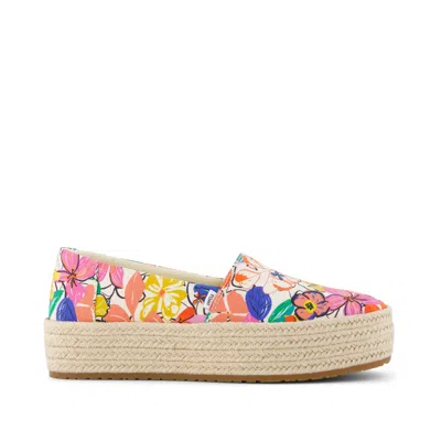 Toms Shoes Valencia Painted Floral Platform Espadrille In Multi