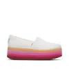 Toms Shoes White Canvas Alpargata Platform Espadrille In Multi