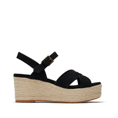 Toms Shoes Willow Platform Sandal Black Suede