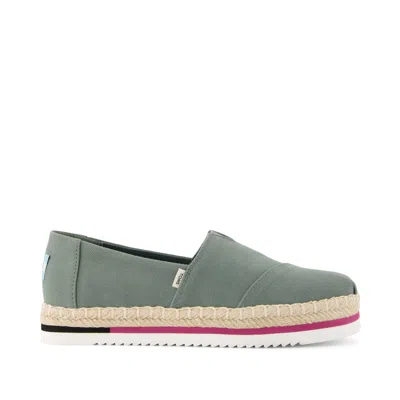 Toms Shoes Womens Alp Platform Rope Olive Espadrille In Multi
