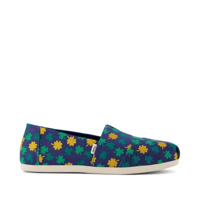 Toms Shoes Womens Alpargata Blue Shimmer Clovers Espadrille In Multi