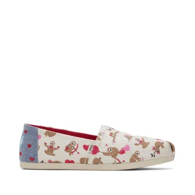 Toms Shoes Womens Alpargata Natural Valentines Day Sloths Espadrille In Multi