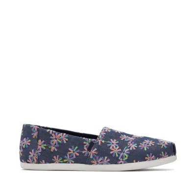 Toms Shoes Womens Alpargata Navy Embroidered Floral Espadrille In Multi