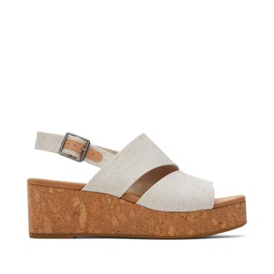 Toms Shoes Womens Claudine Natural Wedge Sandal In White