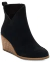 Toms Sutton 10020247 Boots Women's Us 8.5 Black Ankle Wedge Heel Bootie Zpo2801 In Black