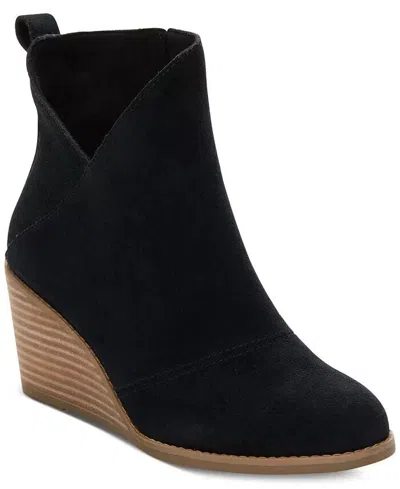 Toms Sutton 10020247 Boots Women's Us 8.5 Black Ankle Wedge Heel Bootie Zpo2801