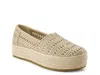 Toms Women's Valencia Platform Espadrille Champagne Metallic Basket Weave Slip On In Nude