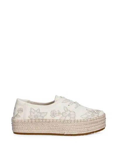 Toms Valencia Floral-embroidered Platform Espadrilles In Neutral