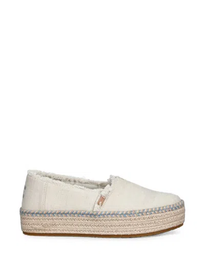Toms Valencia Frayed Platform Espadrilles In White