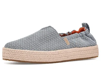 Toms Valencia (little Kid/big Kid) Girl's Shoes Chambray Dot : 2 Little Kid M, Polyester In Blue