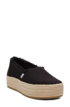 Toms Women's Valencia Canvas Platform Espadrille Slip On In Black
