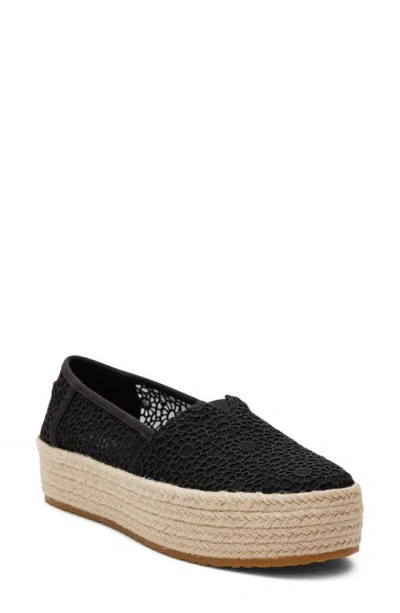 Toms Valencia Platform Espadrille In Black Canvas
