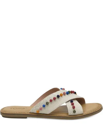 Toms Viv Pom-pom Sandals In White