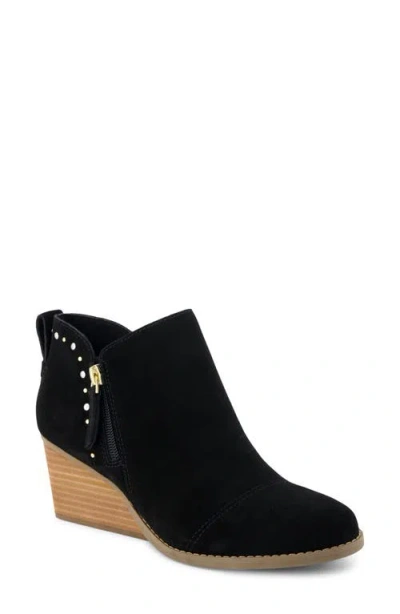 Toms Wedge Leather Bootie In Black