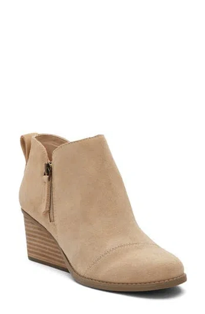 Toms Wedge Leather Bootie In Neutral