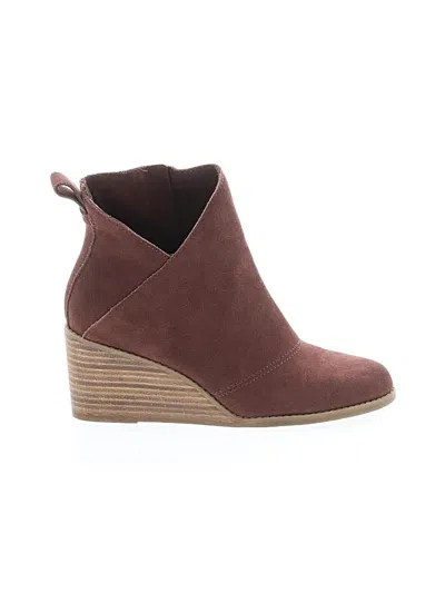 Pre-owned Toms Wedges In Burgundy