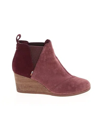 Pre-owned Toms Wedges In Burgundy