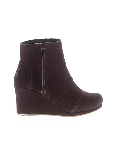 Pre-owned Toms Wedges In Burgundy