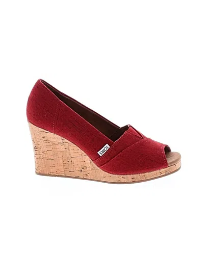 Pre-owned Toms Wedges In Red
