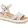 Toms Wide Triangle Woven Wedge Sandal In Beige Multi