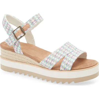 Toms Wide Triangle Woven Wedge Sandal In White Multi