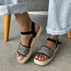 Toms Abby Flatform Espadrille Sandal In Black