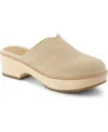 Toms Women's Addison Suede Wood Mule Clog In Oatmeal Suede