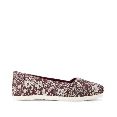 Toms Women's Alpargata Ballet Flat Burgundy Floral Print In Red