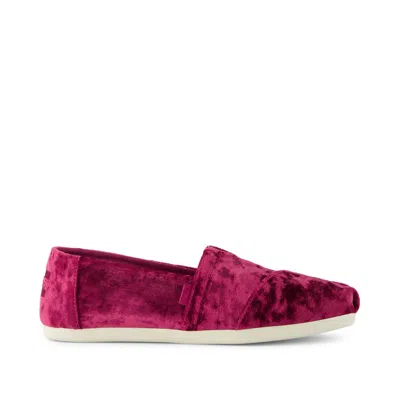 Toms Women's Alpargata Burgundy Crushed Velvet In Red