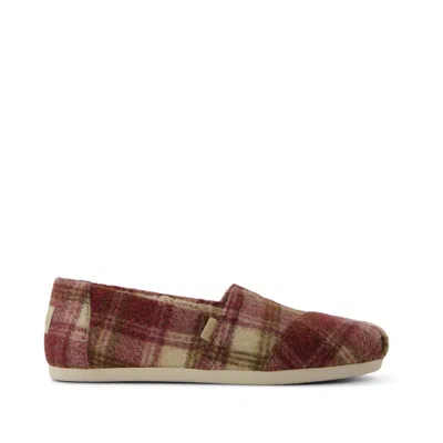 Toms Women's Alpargata Classic Burgundy Cozy Plaid In Multi