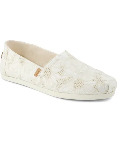 Toms Women's Alpargata Classic Espadrille Slip-on Flats In Natural Oversized Floral Eyelet