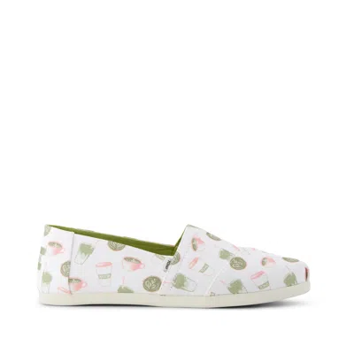 Toms Women's Alpargata Classic Matcha Cafe Print In White