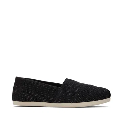 Toms Women's Alpargata Classic Metallic Linen Stripe In Black