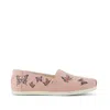 Toms Women's Alpargata Classic Pale Rose Canvas With Embroidered Butterflies In Multi
