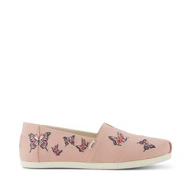 Toms Women's Alpargata Classic Pale Rose Canvas With Embroidered Butterflies In Multi