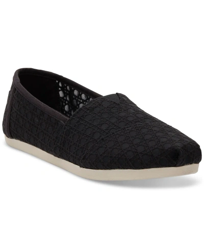 Toms Women's Alpargata Cloudbound Recycled Slip-on Flats In Black Basket Weave Lace