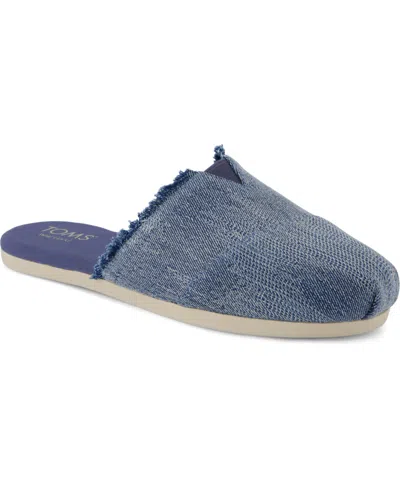 Toms Women's Alpargata Espadrille Slip-on Mules In Dark Sky Textured Denim,fray