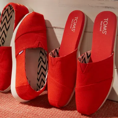 Toms Women's Alpargata Mule Flame Heritage Canvas In Red