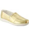 Toms Women's Alpargata Plus Espadrille Almond Toe Flats In Gold Metallic Nappa Leather