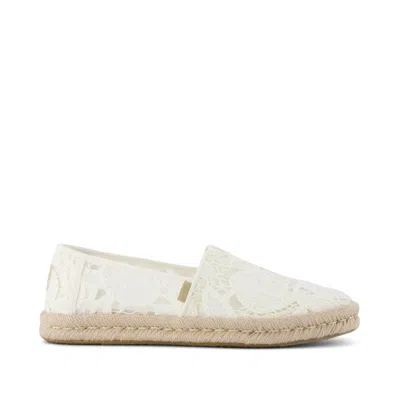 Toms Women's Alpargata Rope 2.0 Espadrille Egret Floral Crochet In White