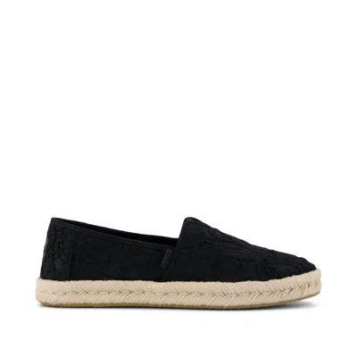 Toms Women's Alpargata Rope 2.0 Espadrille Floral Crochet In Black
