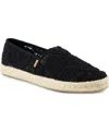 Toms Women's Alpargata Rope 2.0 Espadrille Slip On Flats In Black Crochet Lace