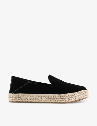 Toms Carolina 10020990 Espadrille Women's 9 Black Slip-on Platform Shoes Fzp198 (black,9)