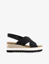 Toms Womens Black Diana Crossover-strap Canvas Wedge Sandals In Black