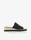 Toms Womens Black Heavy Canvas Diana Slip-on Canvas Wedge Sandals In Black Heavy Canvas
