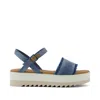 Toms Women's Brynn Platform Sandal Dark Sky Textured Denim In Blue