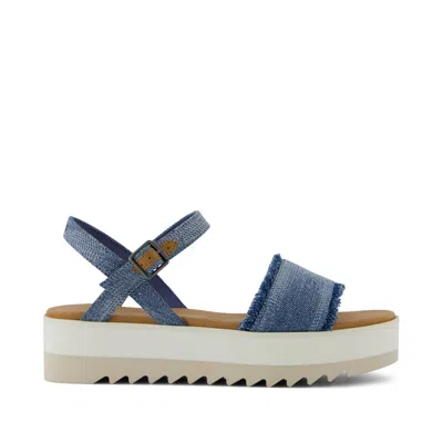 Toms Women's Brynn Platform Sandal Dark Sky Textured Denim In Blue
